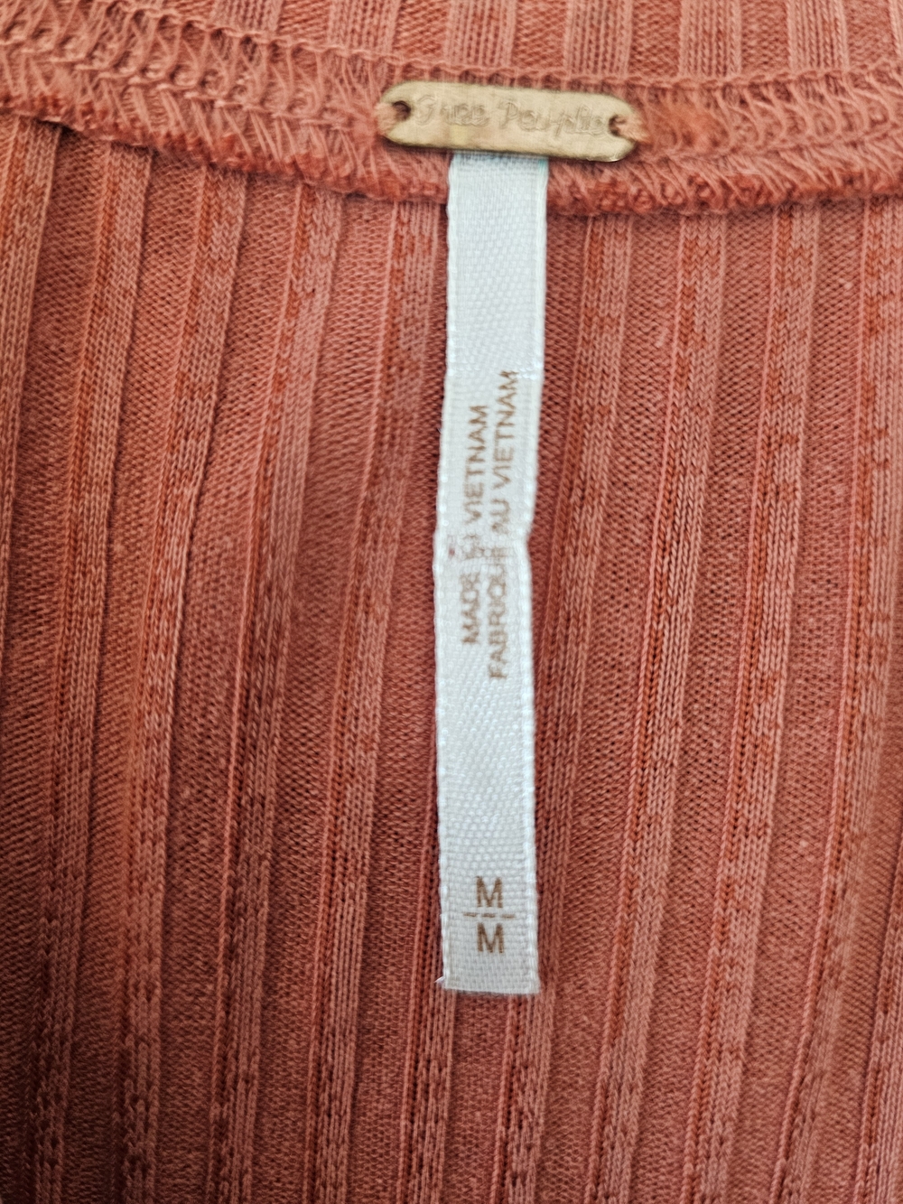 FREE PEOPLE Terracotta Rising Sun Ribbed Midi Dress Sz M - Picture 4 of 9